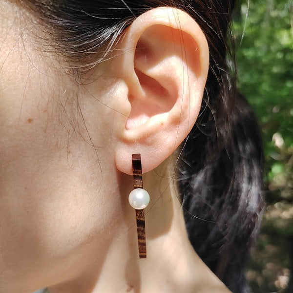 長台形ピアス(5cm) 生漆